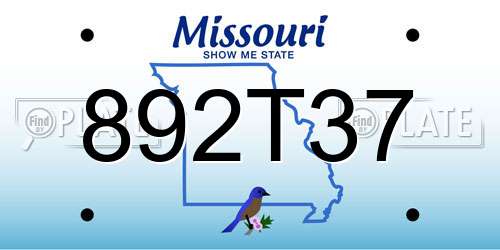 892T37 Missouri License Plate
