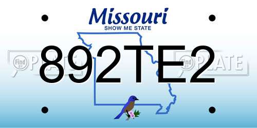 892TE2 Missouri License Plate