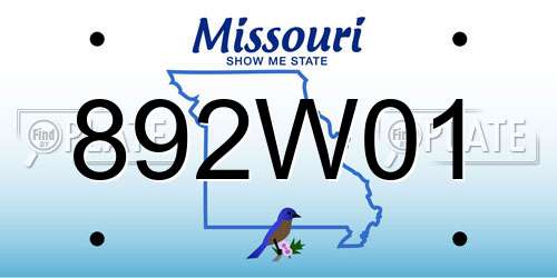 892W01 Missouri License Plate