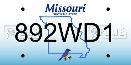 892WD1 Missouri License Plate