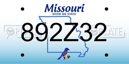 892Z32 Missouri License Plate
