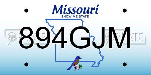 894GJM Missouri License Plate