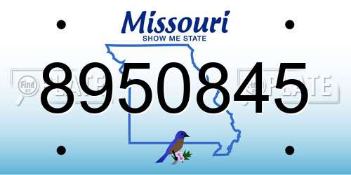 8950845 Missouri License Plate