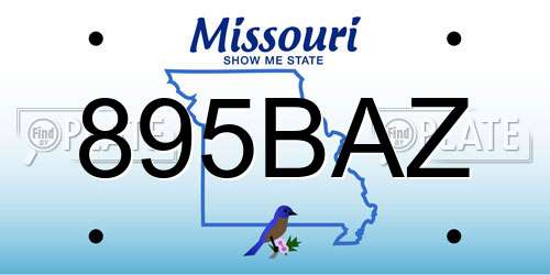 895BAZ Missouri License Plate