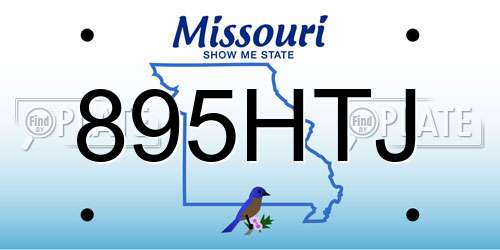 895HTJ Missouri License Plate