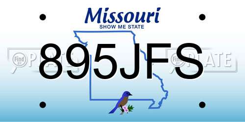 895JFS Missouri License Plate