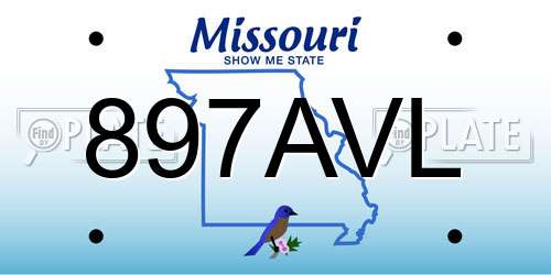897AVL Missouri License Plate