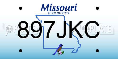 897JKC Missouri License Plate