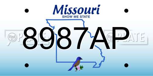 8987AP Missouri License Plate