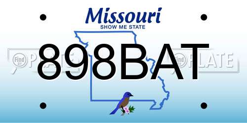 898BAT Missouri License Plate