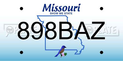 898BAZ Missouri License Plate