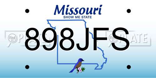 898JFS Missouri License Plate