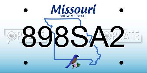 898SA2 Missouri License Plate