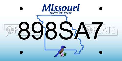 898SA7 Missouri License Plate
