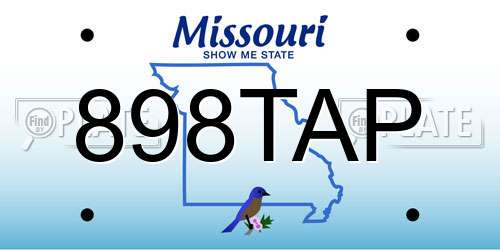 898TAP Missouri License Plate
