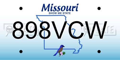 898VCW Missouri License Plate