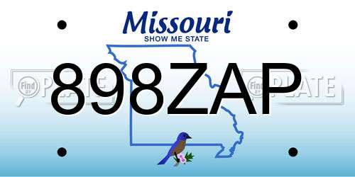898ZAP Missouri License Plate