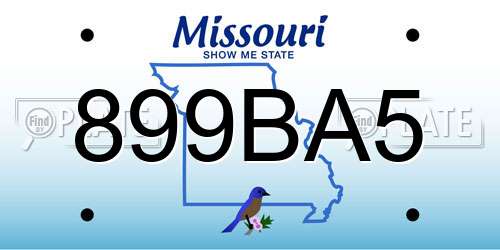 899BA5 Missouri License Plate