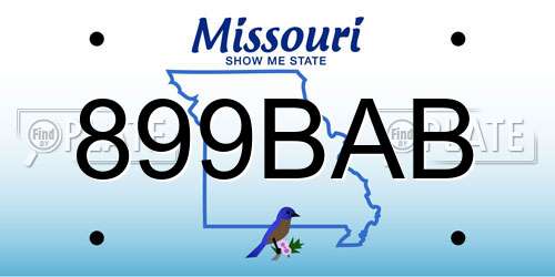 899BAB Missouri License Plate