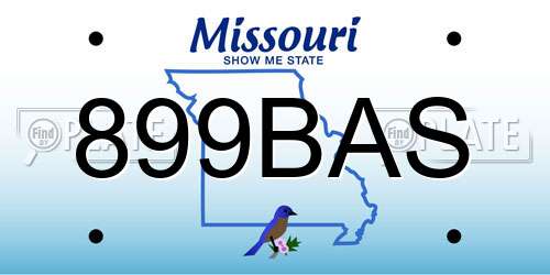 899BAS Missouri License Plate