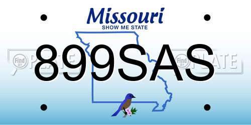 899SAS Missouri License Plate