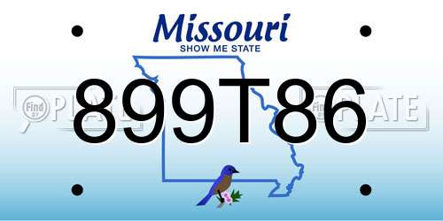 899T86 Missouri License Plate