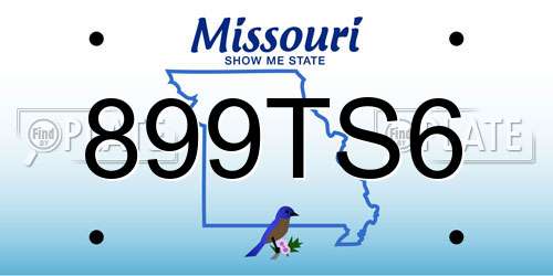 899TS6 Missouri License Plate