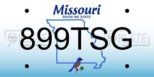 899TSG Missouri License Plate