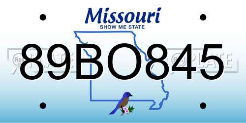 89BO845 Missouri License Plate