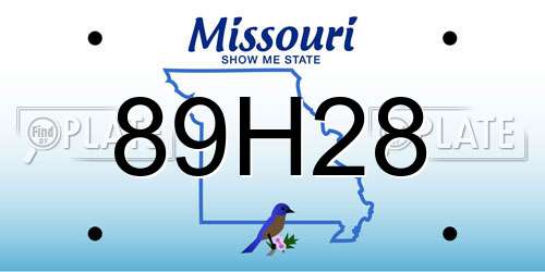 89H28 Missouri License Plate