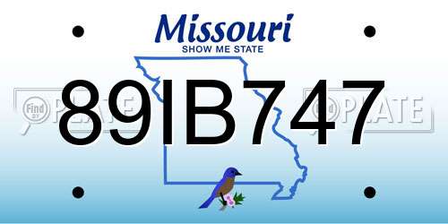 89IB747 Missouri License Plate