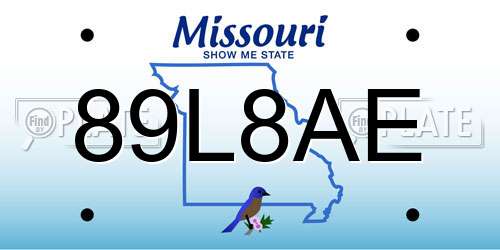 89L8AE Missouri License Plate