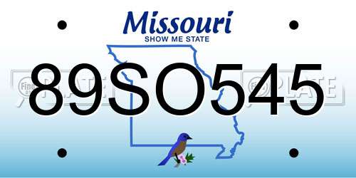 89SO545 Missouri License Plate