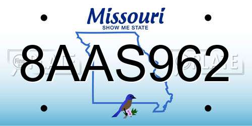 8AAS962 Missouri License Plate