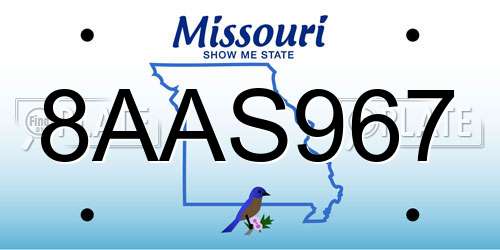 8AAS967 Missouri License Plate