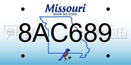 8AC689 Missouri License Plate