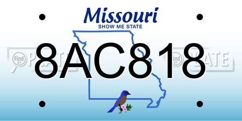 8AC818 Missouri License Plate