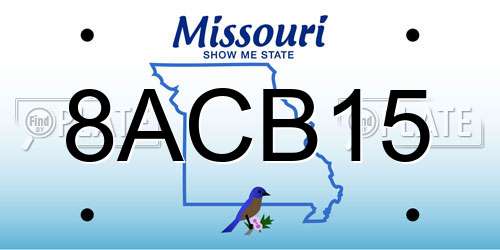 8ACB15 Missouri License Plate