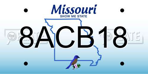 8ACB18 Missouri License Plate