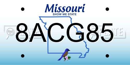 8ACG85 Missouri License Plate