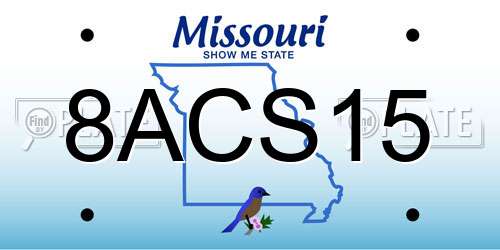 8ACS15 Missouri License Plate