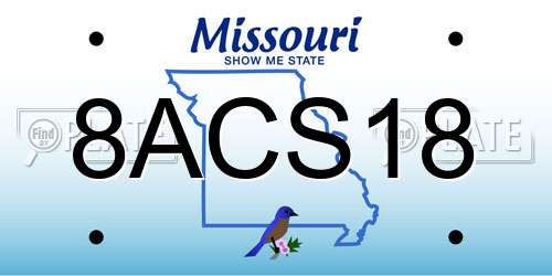 8ACS18 Missouri License Plate