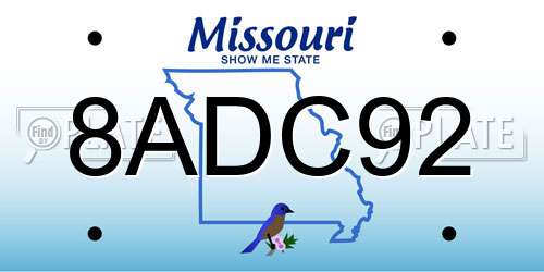 8ADC92 Missouri License Plate