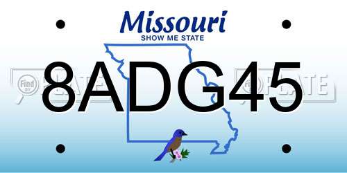 8ADG45 Missouri License Plate