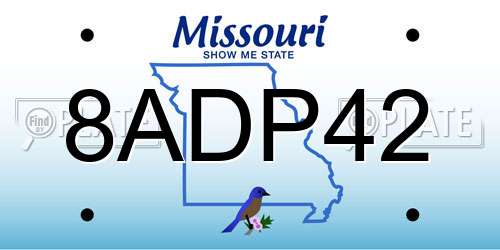 8ADP42 Missouri License Plate