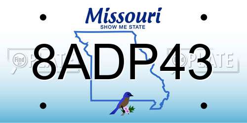 8ADP43 Missouri License Plate
