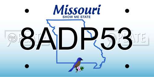 8ADP53 Missouri License Plate