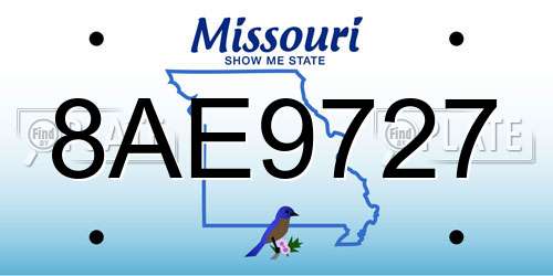8AE9727 Missouri License Plate