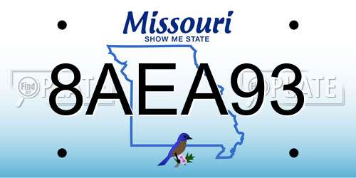 8AEA93 Missouri License Plate
