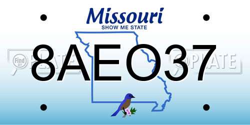 8AEO37 Missouri License Plate